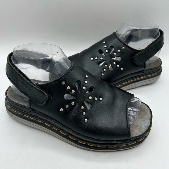 Dr. Martens Shoes - RARE Dr. Martens vintage deadstock black  flower cutout Chunky Sandals England 7